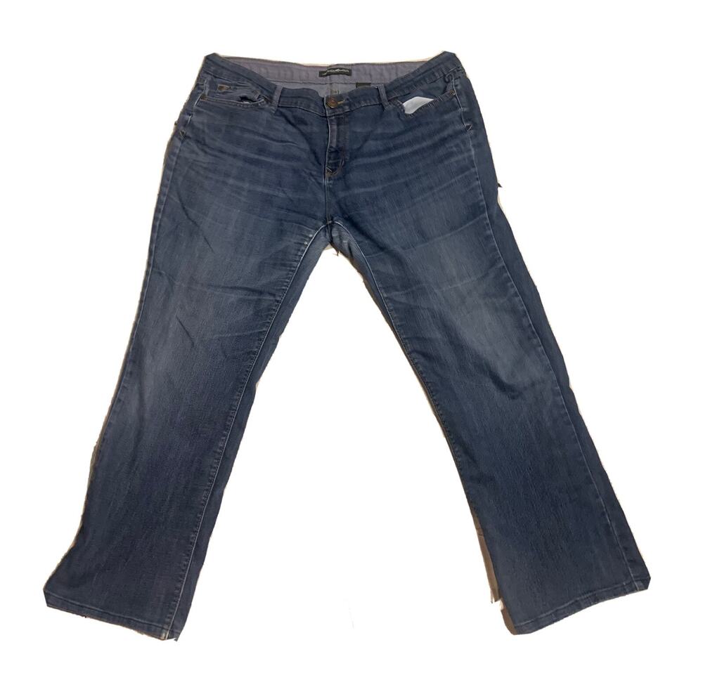 Eddie Bauer Womens Bootcut Jeans Size 16 Dark Denim Mid-rise Straight Leg